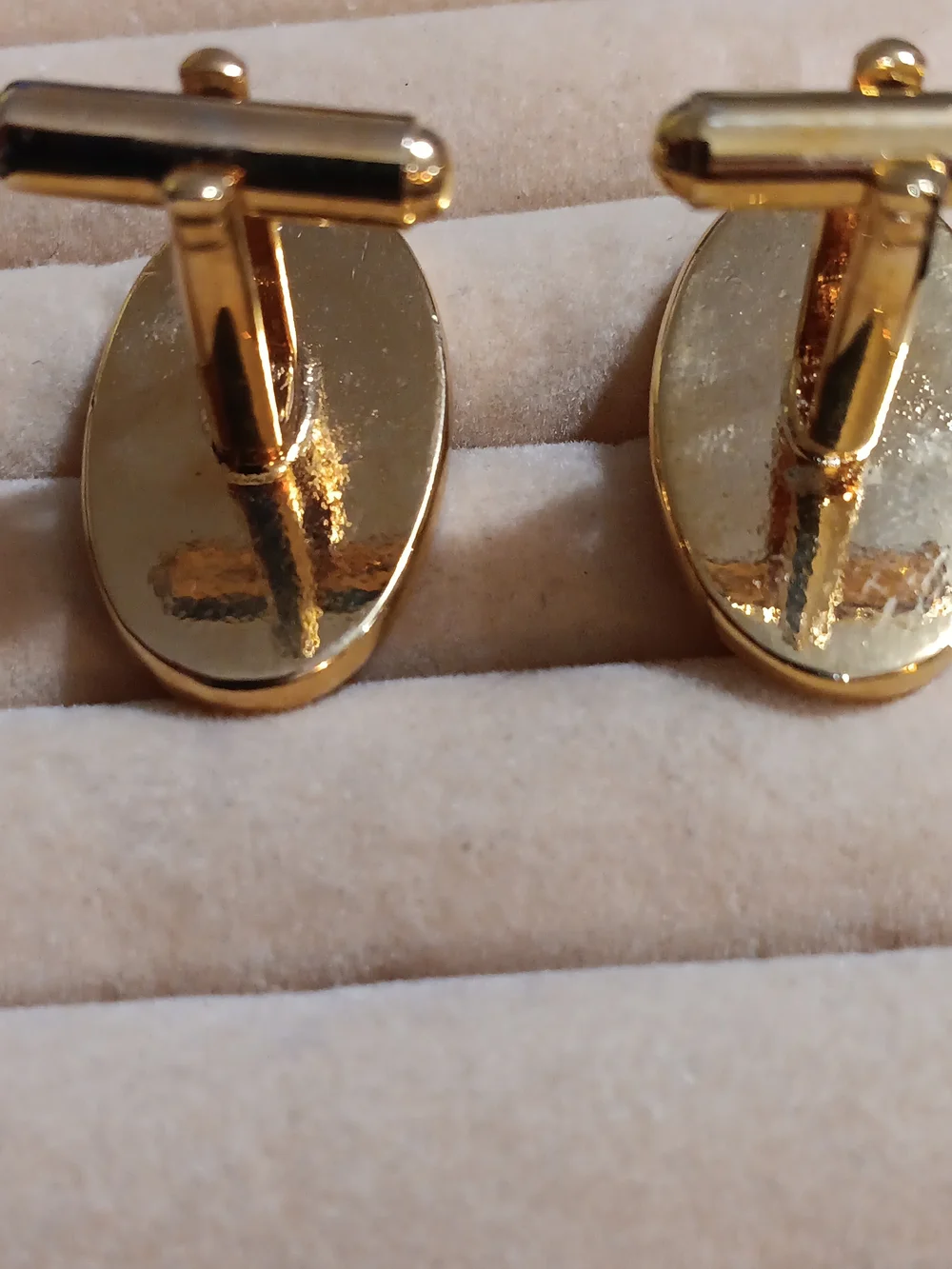 Gold Oval Crystal Accent  Mens Cufflinks